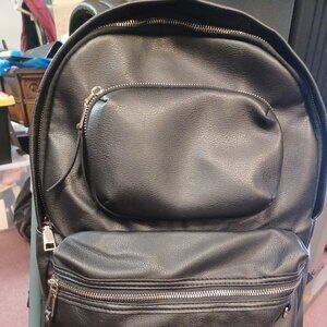 Black Pleather Backpack
